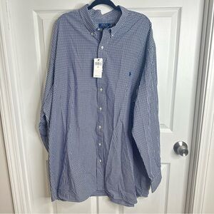 Polo Ralph Lauren Classic Fit Gingham Shirt In Navy Blue Men 3X $148 NWT Preppy